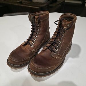 Timberland Brown Leather Moc Toe Lace-Up Boots